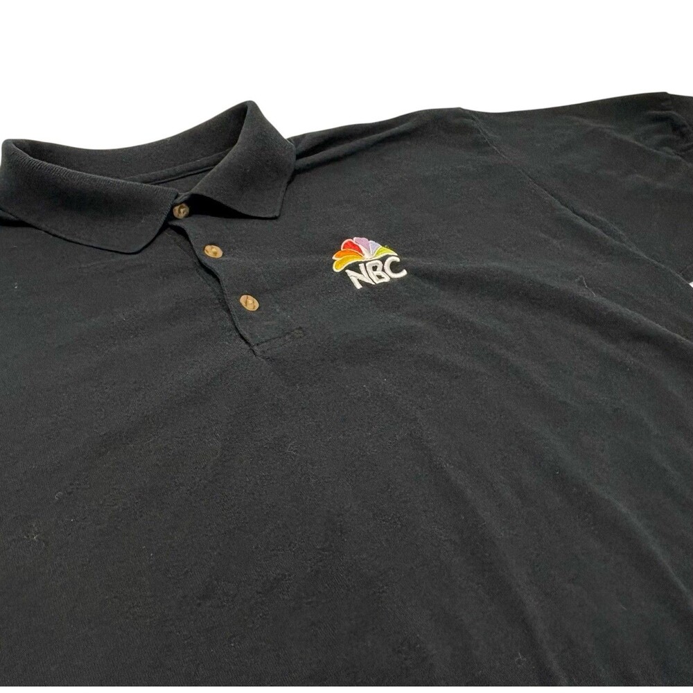 VTG Y2K NBC Logo Men’s L Black Polo Shirt Media / Broadcasting